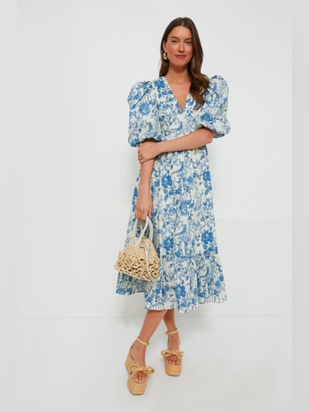 Tuckernuck Hyacinth House Lindley Dress | Blue Toile Floral Midi | S
